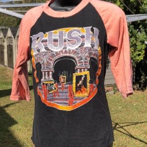 Rare vintage Rush Moving Picture concert tee black and pink